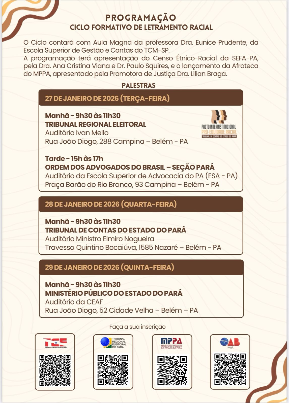 programação do evento
